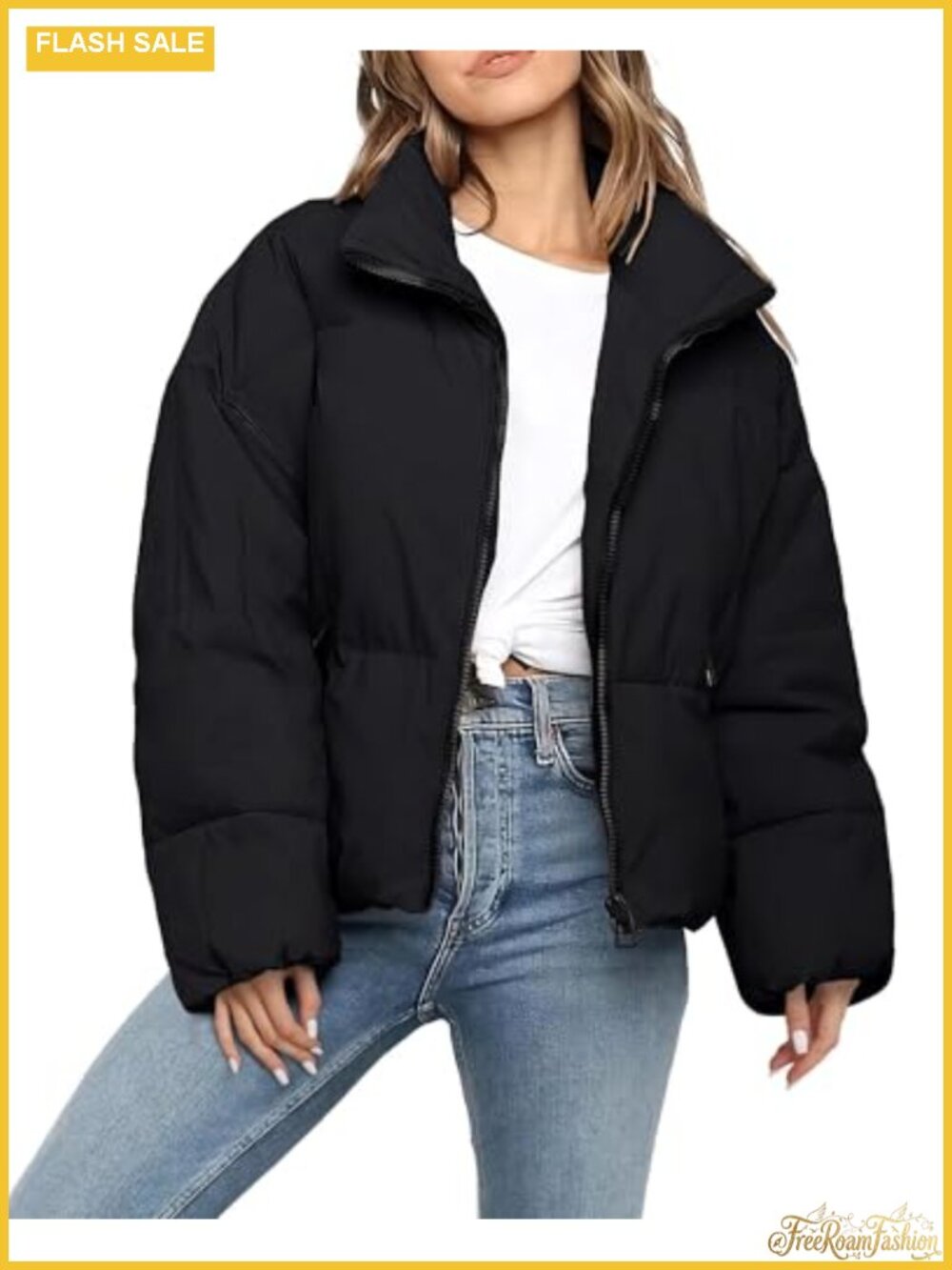 Women Cropped Puffer Jacket Quilted Lightweight Winter Coat